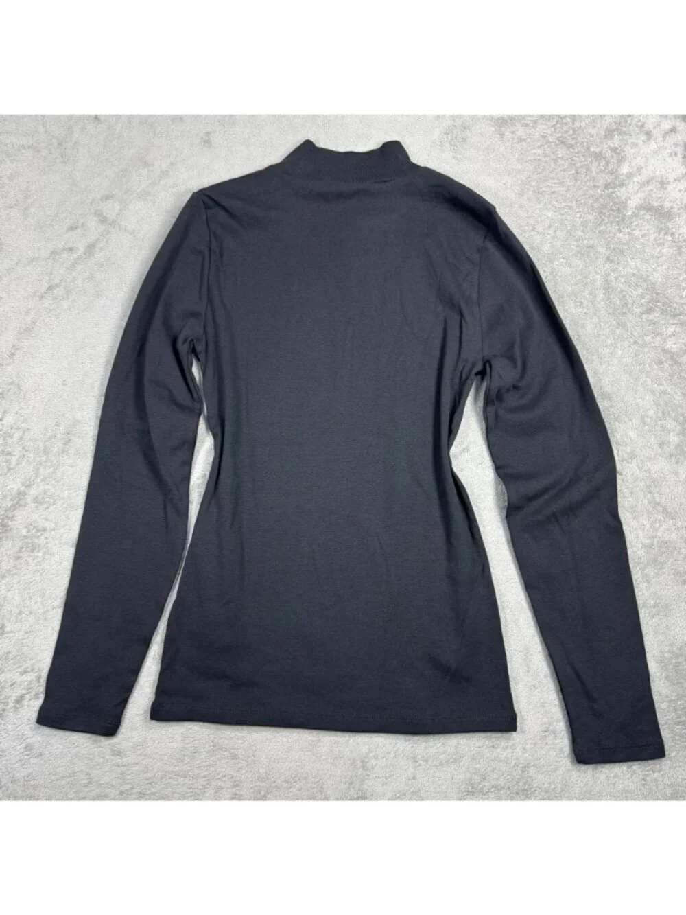 NWT J Crew Black Mockneck Shirt Gold Buttons Long Sleeve Top Quiet Luxury Cotton